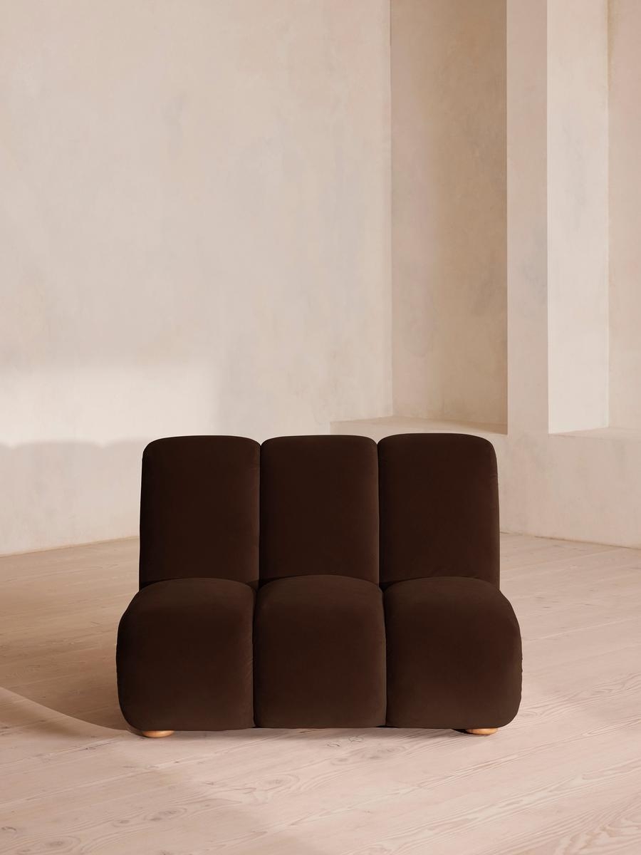 Noelle Sectional Armchair, Velvet Chocolate Brown, US - Image 0