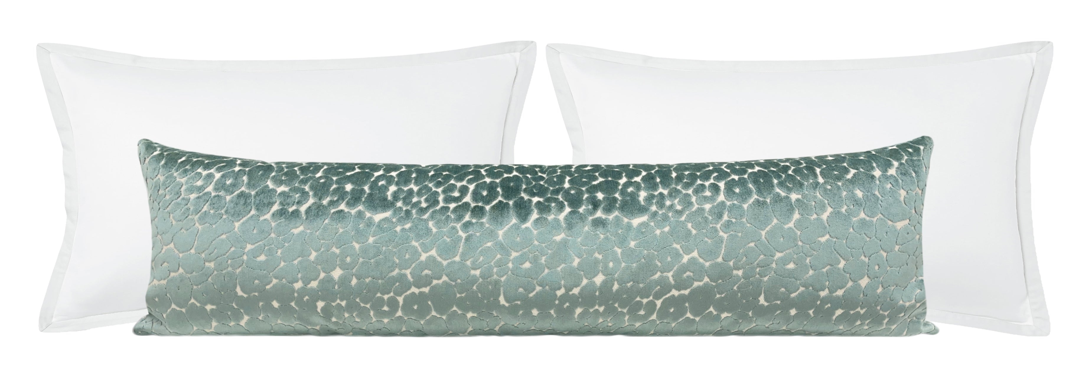 THE XL LUMBAR :: LEOPARD CUT VELVET // TURKISH BLUE - 14" X 48" - Image 2