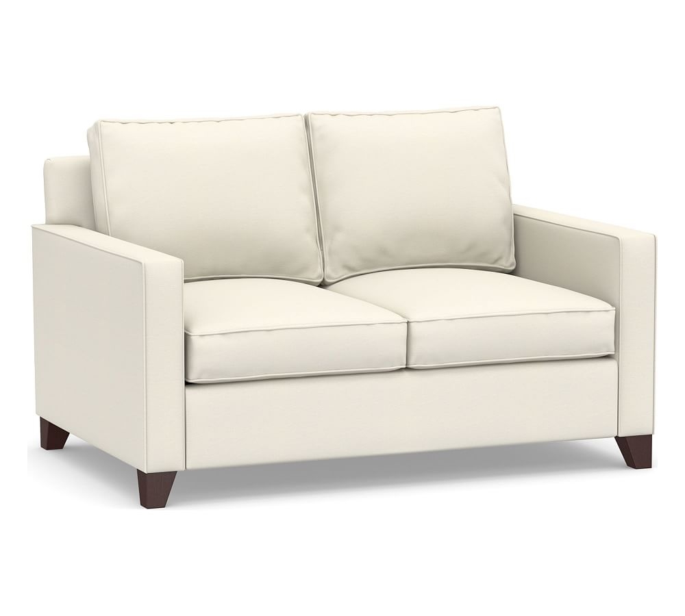 Cameron Square Arm Upholstered Deep Seat Loveseat 60", Polyester Wrapped Cushions, Textured Twill Ivory - Image 0