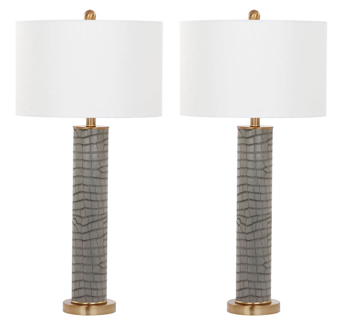 Ollie 31.5-Inch H Faux Alligator Table Lamp - Grey - Safavieh - Image 1