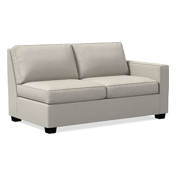 Henry Right Arm Loveseat, Poly, Twill, Dove, Chocolate - Image 0