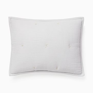 Dreamy Gauze Cotton Quilt, Standard Sham Set, Frost Gray - Image 0