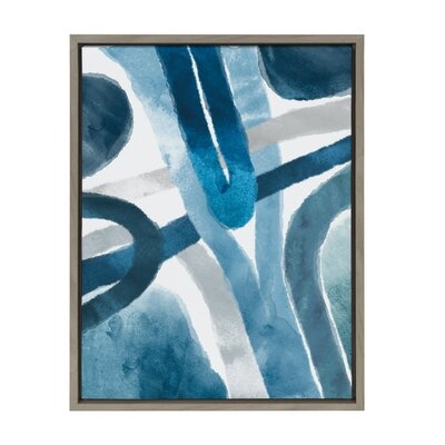 'Abstract Blue And Gray Watercolor' by Homes Designs - Floater Frame Painting Print on Canvas - Image 0
