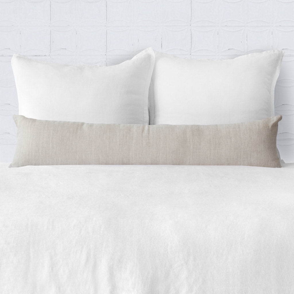 The Citizenry Prisha Linen Lumbar Pillow | 12" x 48" | Olive - Image 1