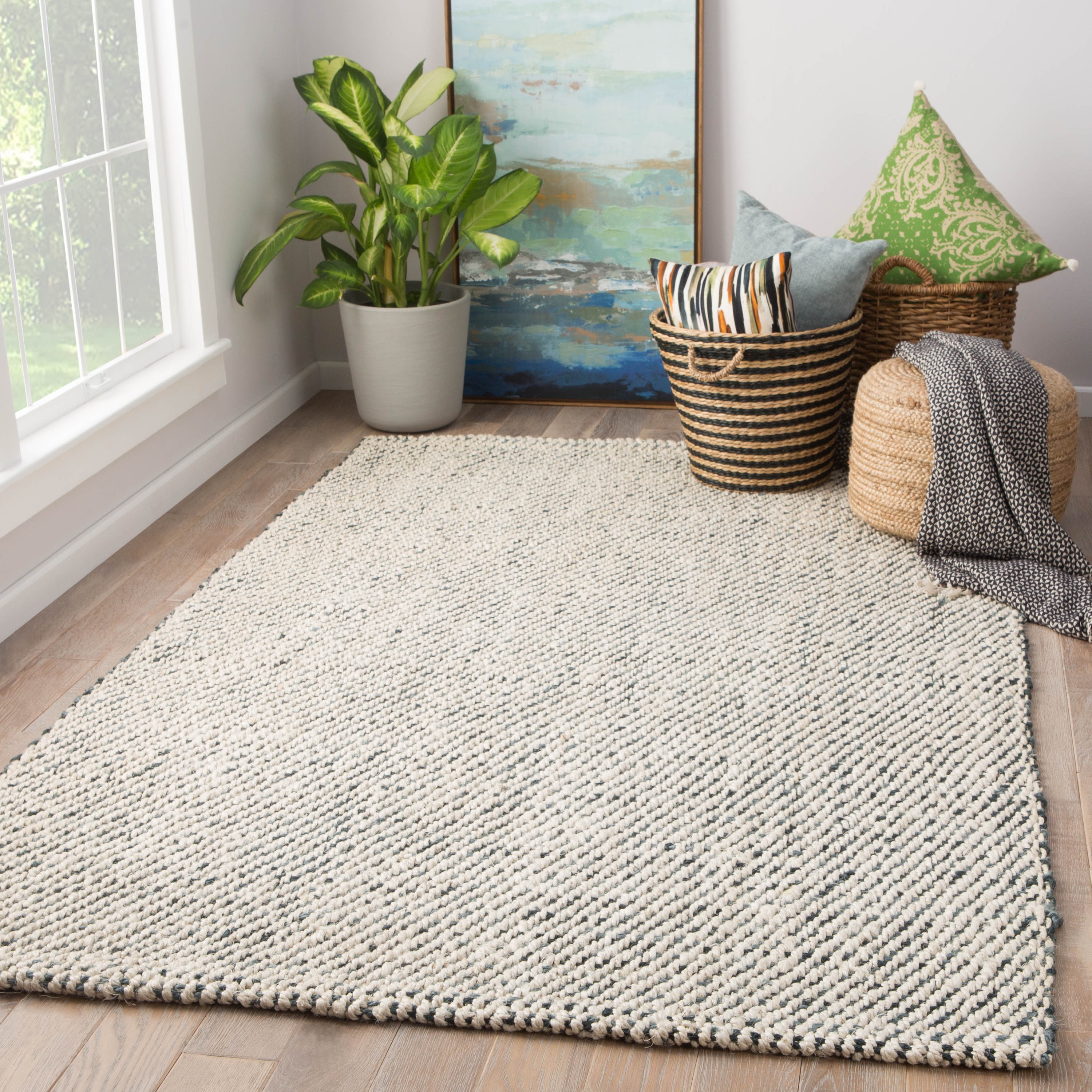 Almand Natural Solid White/ Gray Area Rug (8' X 10') - Image 4