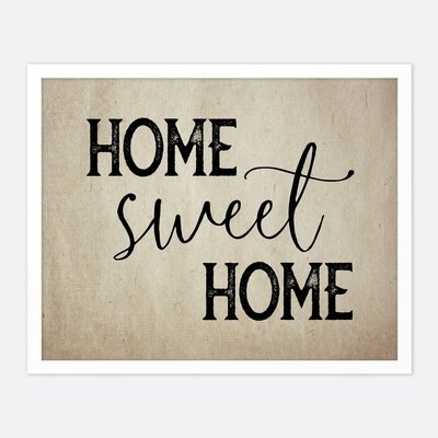 Home Sweet Home - Unframed Wall Art Print_Brown - Image 0