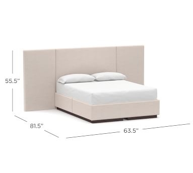 Sorento Upholstered Footboard Storage Platform Bed, Queen, Sunbrella(R) Performance Slub Tweed White - Image 4