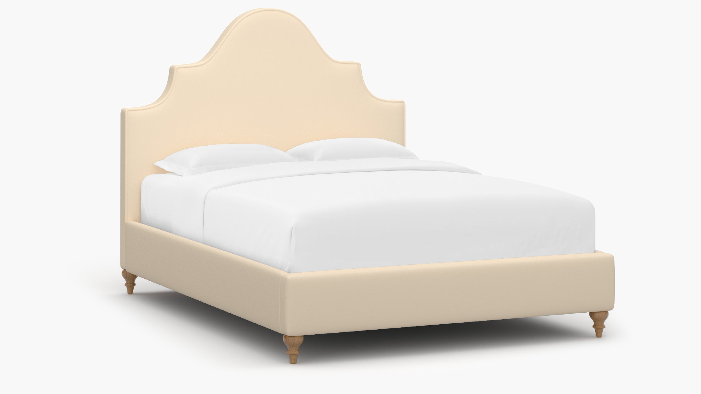 Statement Bed, Flax Twill, Natural Traditional Turned Leg, King - Image 1