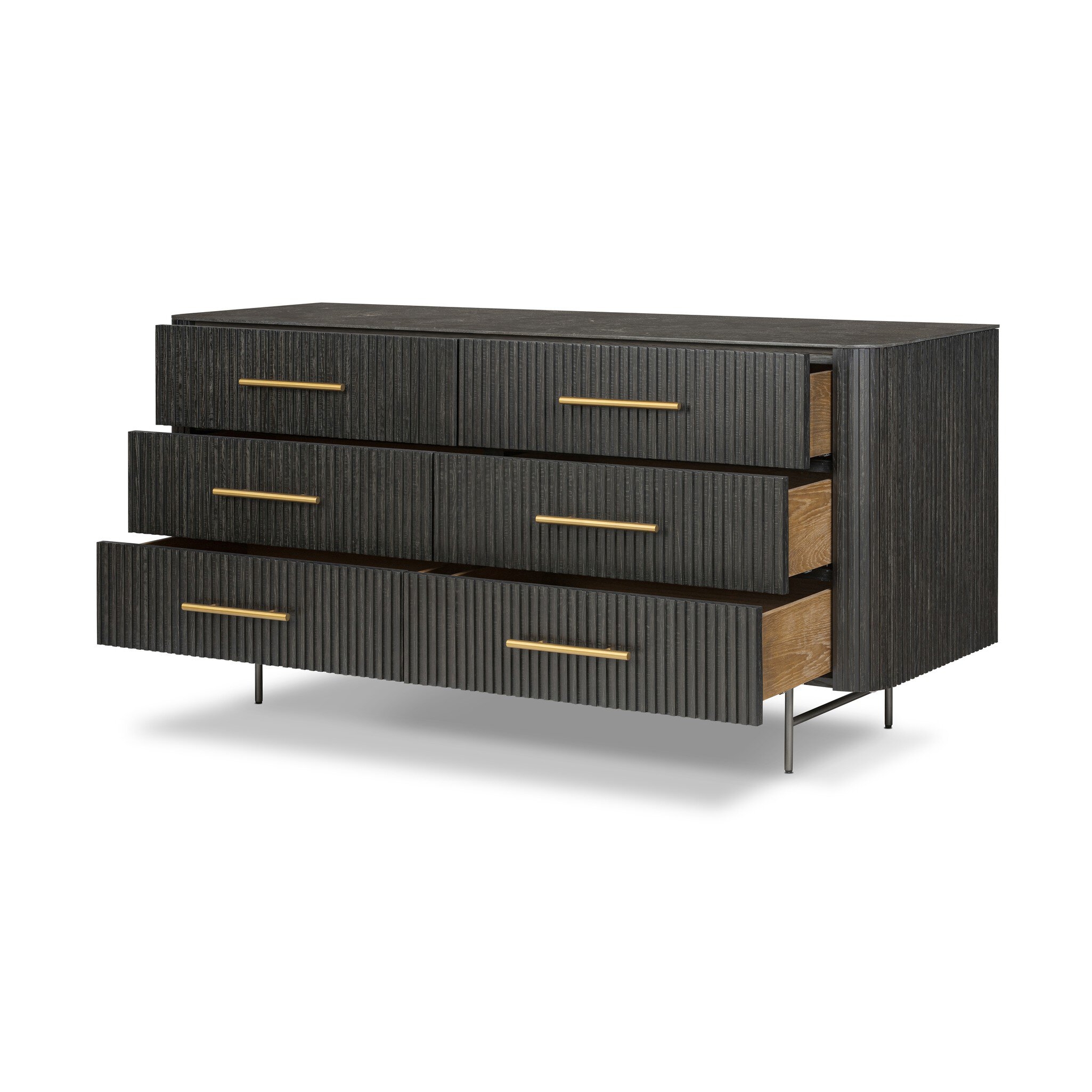 Fletcher 6 Drawer Dresser - Distressed Black - Image 3