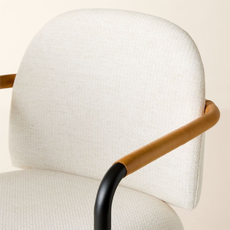 Avont Upholstered White Performance Fabric Metal Bar Stool - Image 1