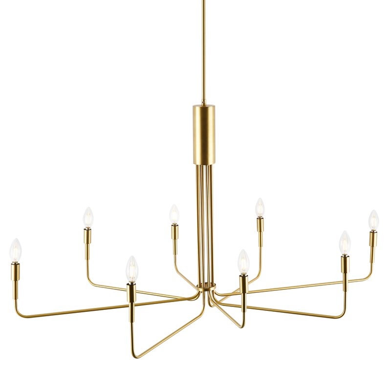 Brushed Brass Sola 8-Light Candle Style Modern Linear Chandelier, Brushed Brass - Image 8
