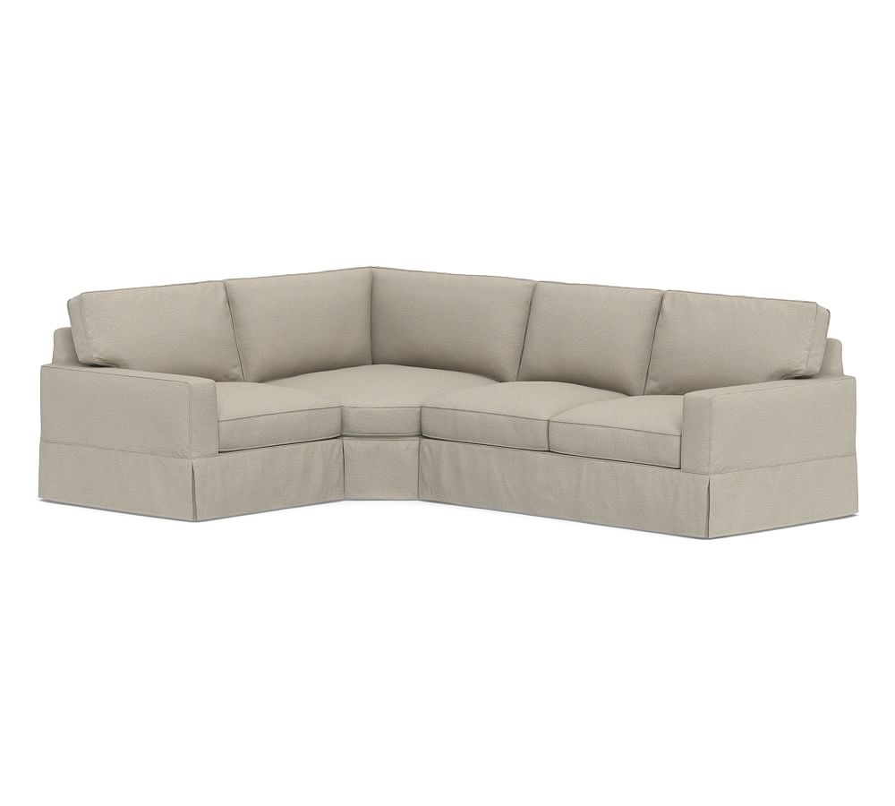 PB Comfort Square Arm Upholstered Right Arm 3-Piece Wedge Sectional, Box Edge Memory Foam Cushions, Performance Boucle Fog - Image 0