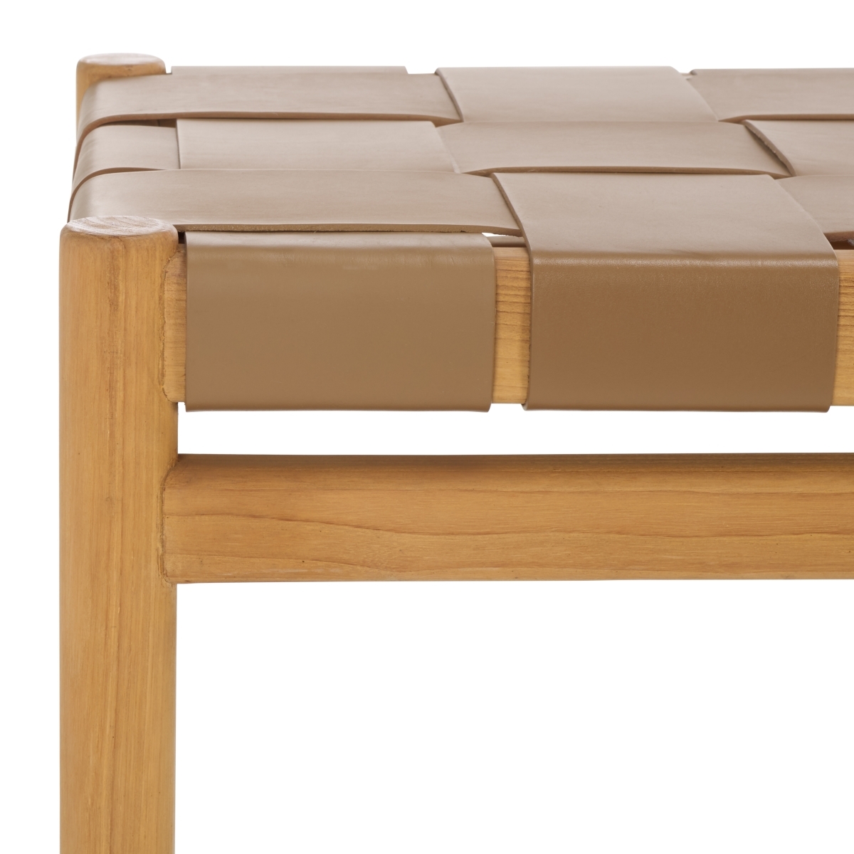Devnie Woven Leather Bench - Brown/Natural - Image 2