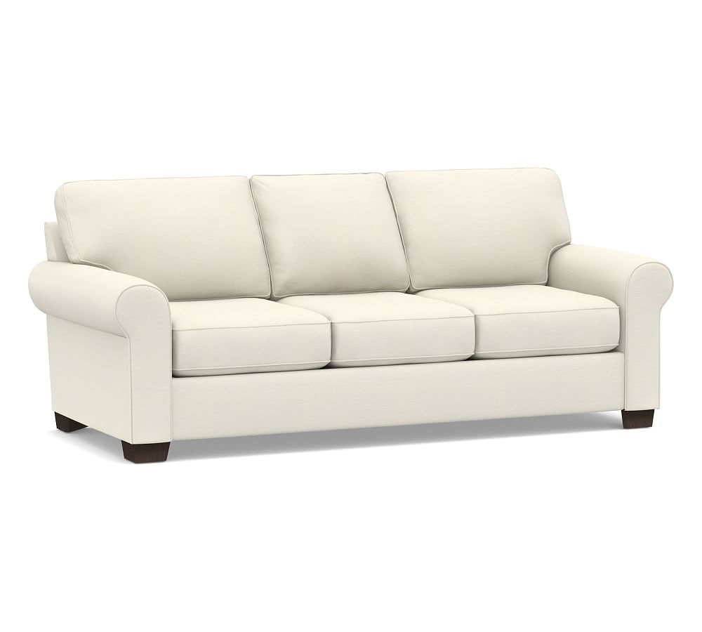 Buchanan Roll Arm Upholstered Sleeper Sofa, Polyester Wrapped Cushions, Textured Twill Ivory - Image 0