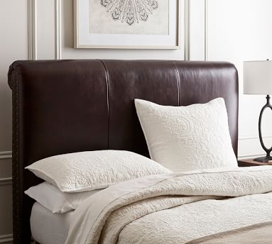 Chesterfield Tufted Leather Headboard with Bronze Nailheads, Queen, Signature Whiskey - Image 1