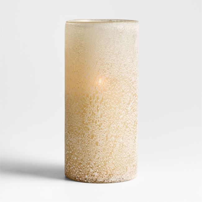 Warm Ivory Sandblasted Large Hurricane Candle Holder 15" - Image 0