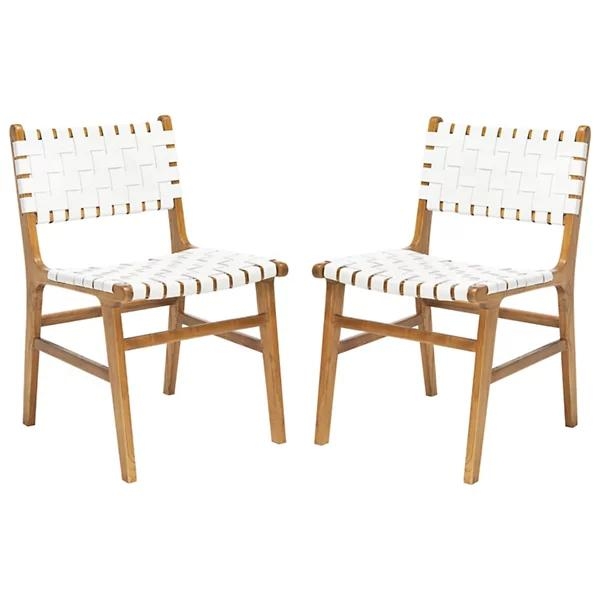 Iracema Woven Leather Dining Chair, Set of 2 - Image 0