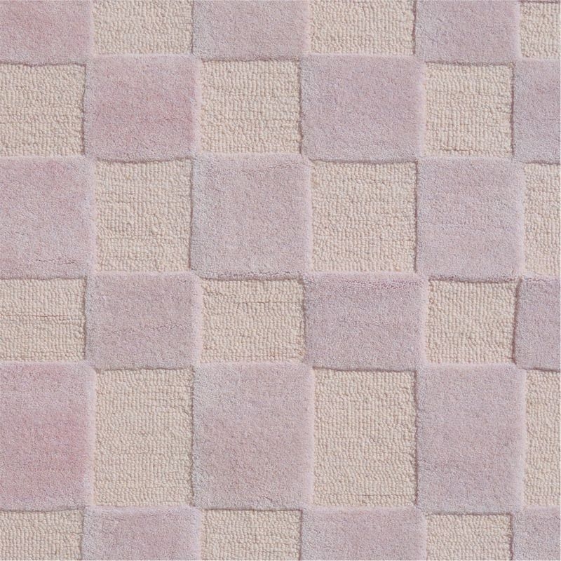 Imperfect Checkerboard Lilac Rose Wool Kids Area Rug 6'x9' - Image 1