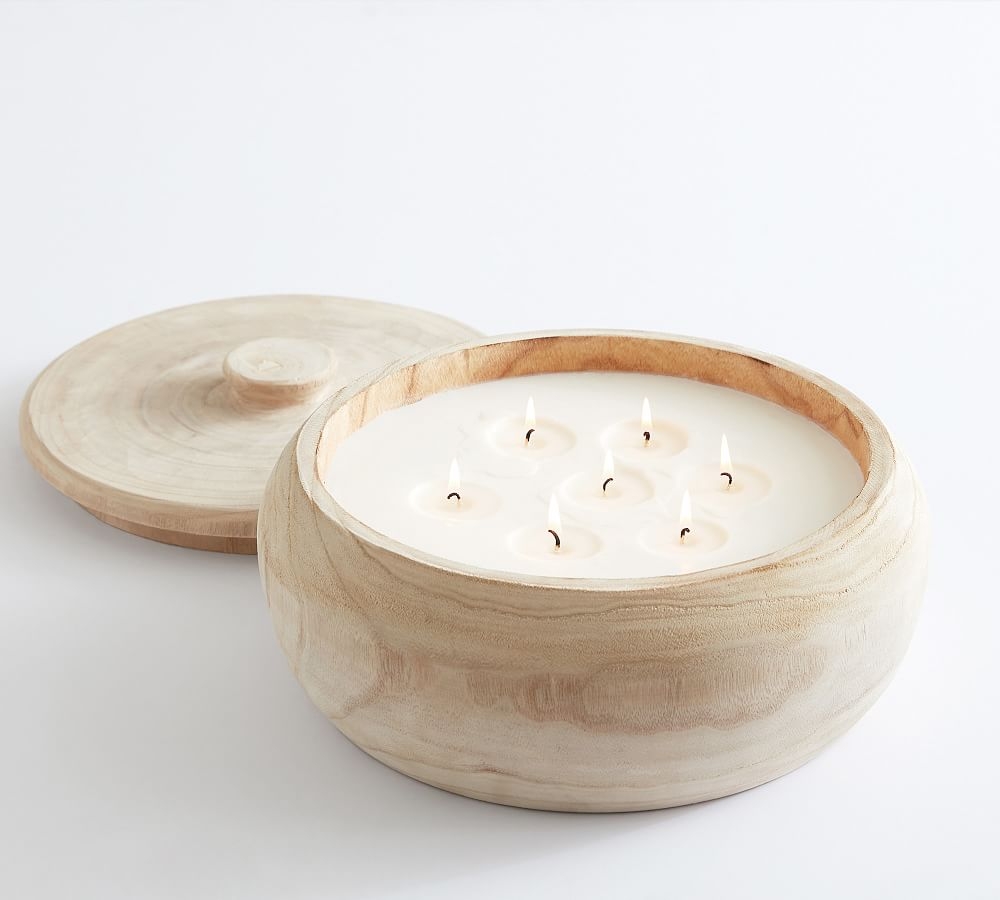 Citronella Wood Candle, Natural, Large Lidded - Image 0