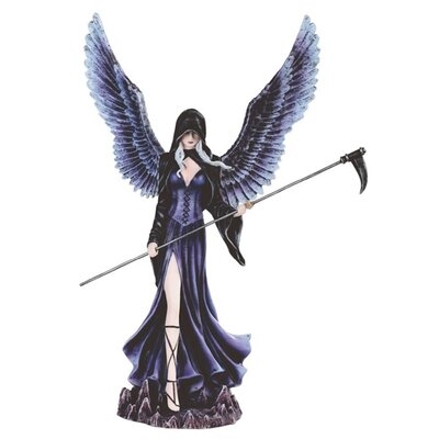 12.25"H Gothic Dark Angel Fairy With Scythe Statue Fantasy Decoration Figurine - Image 0
