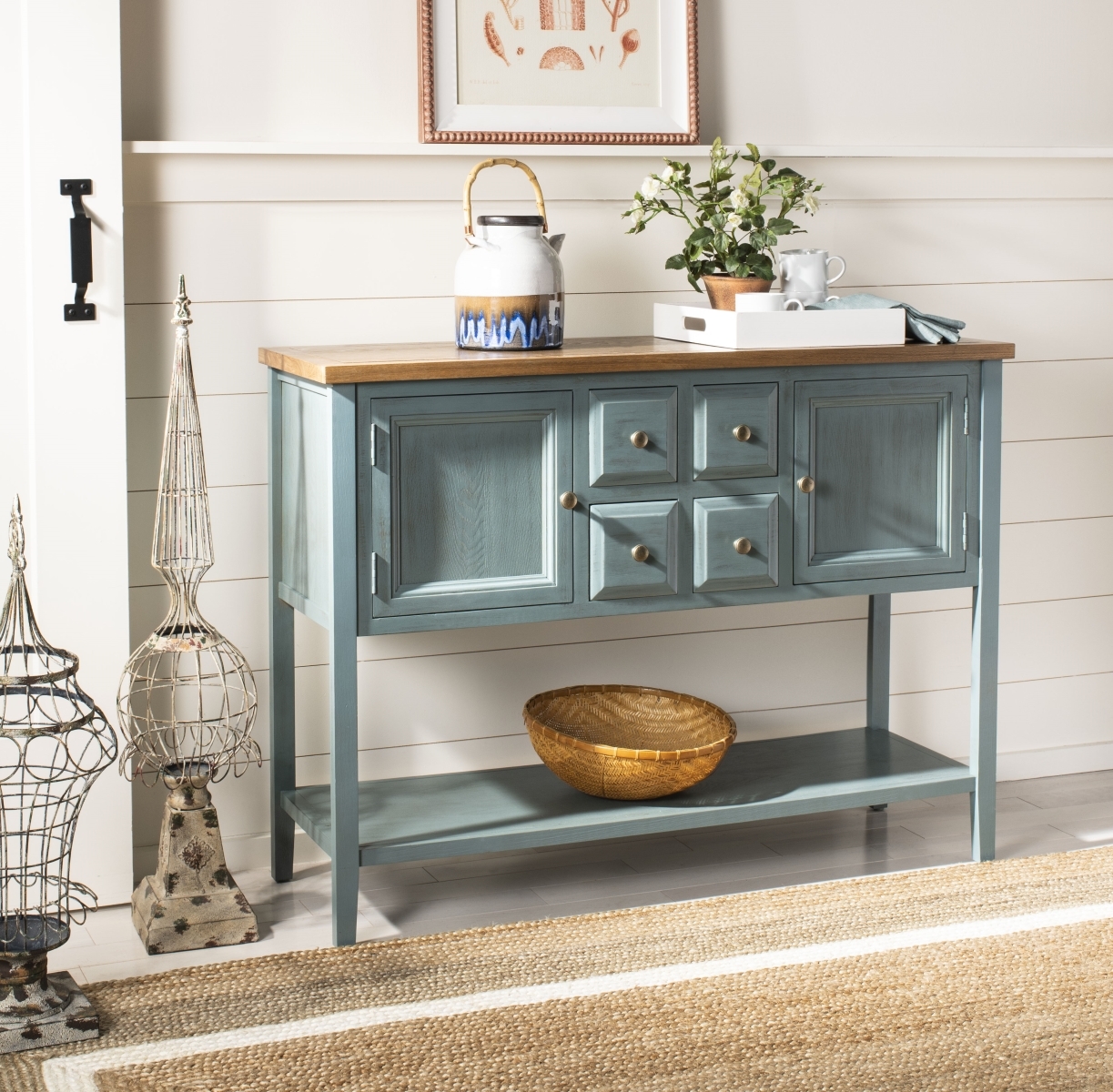 Charlotte Sideboard - Blue / Oak - Safavieh - Image 1