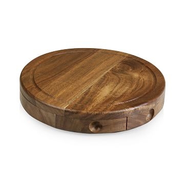Modern Acacia Wood Round Cheese Board Set - Image 2