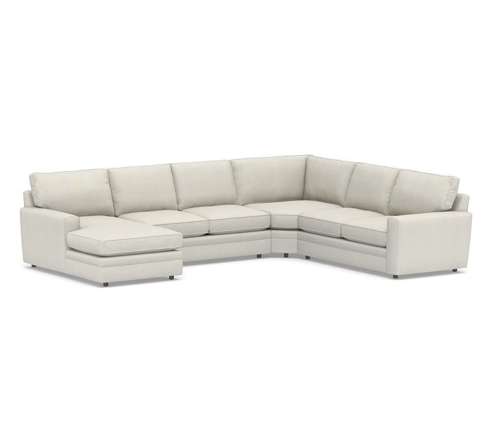 Pearce Square Arm Upholstered Right arm 4-Piece Wedge Sectional, Down Blend Wrapped Cushions, Performance Heathered Basketweave Dove - Image 0