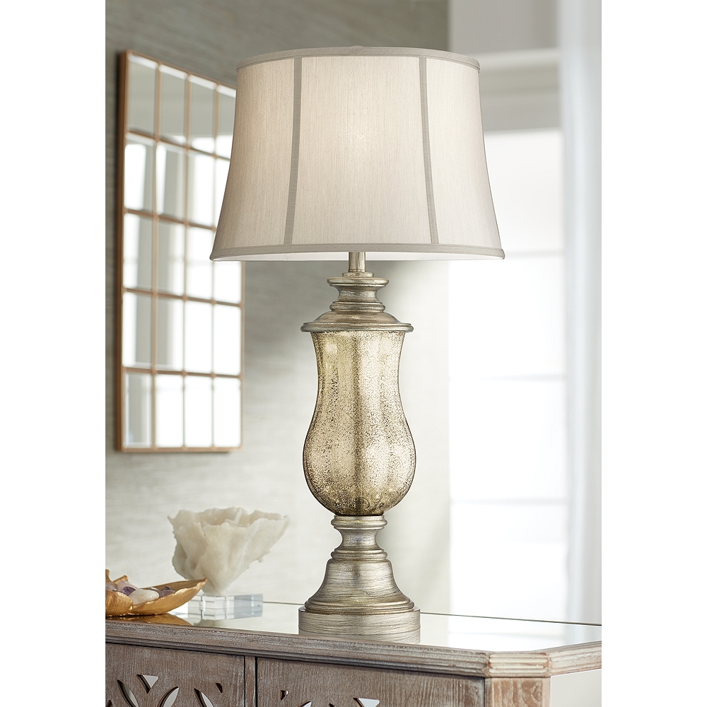 Barnes and Ivy Freida 33 1/2" Mercury Glass Night Light Table Lamp - Image 0