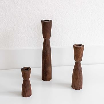 Tapered Wood Cand Wood Walnut, Set Of 3 - Image 0