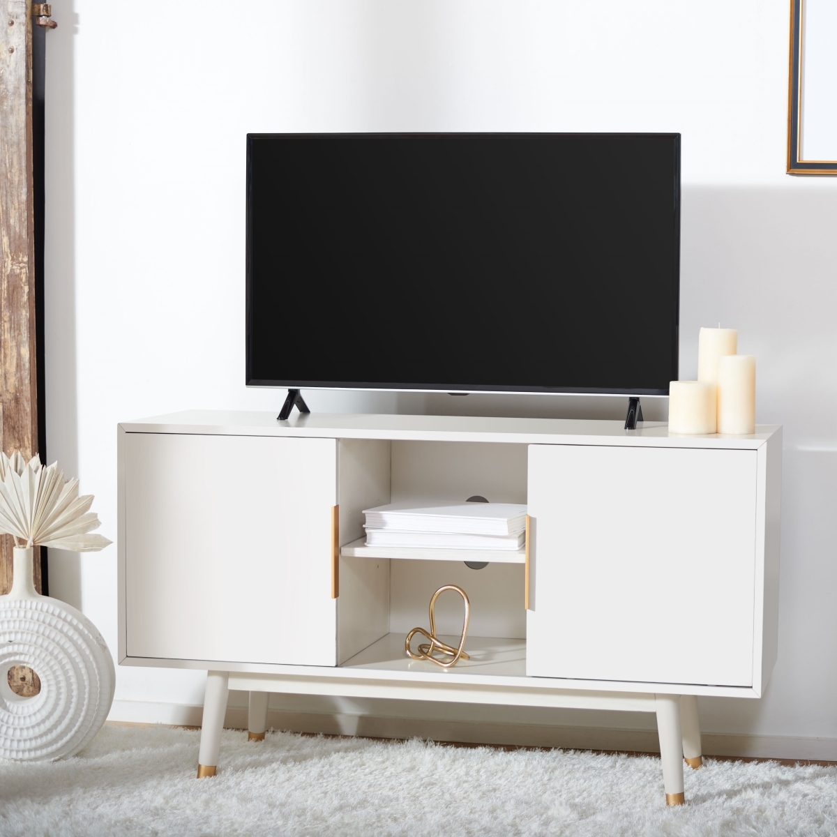 Ligia 2 Door Media Stand - White - Safavieh - Image 1