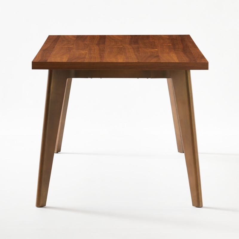 Harper Brass Dining Table with Walnut Top - Image 3