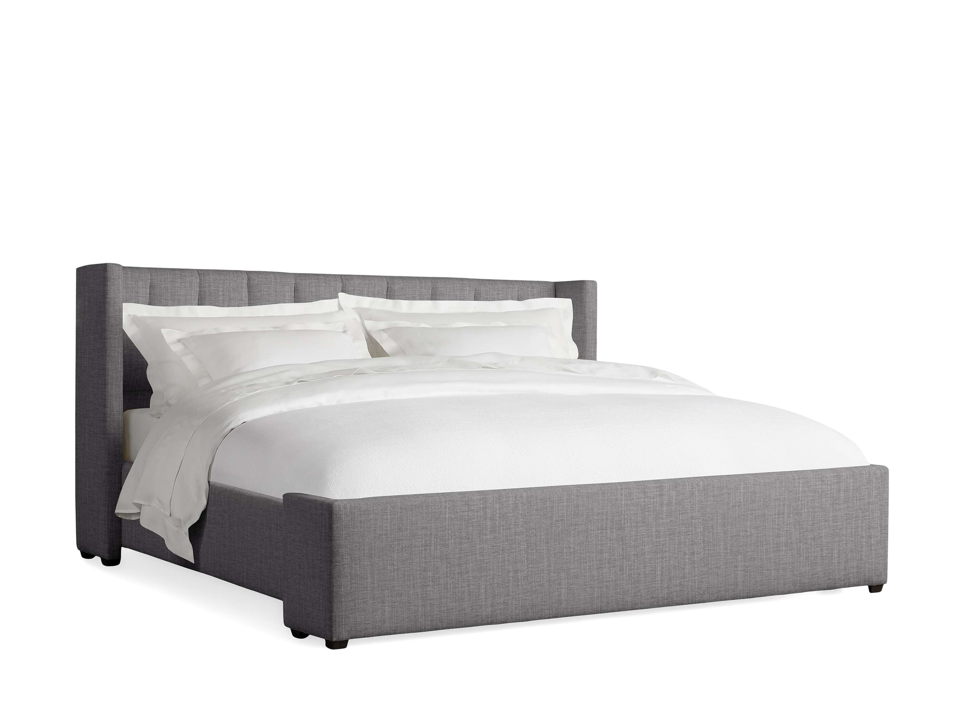 Wyller Channel-Stitched Bed with Low Footboard in Upholstered California King None  Nomad Slate/42" - Image 0
