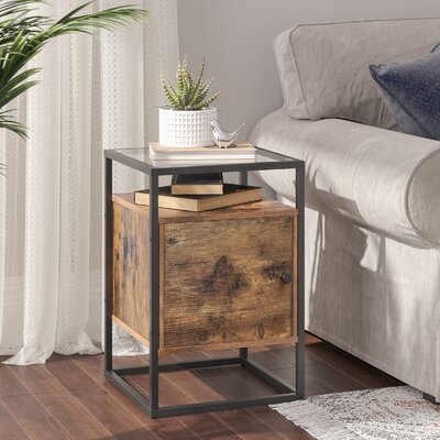 Hornbeck Glass Top Frame End Table with Storage - Image 0