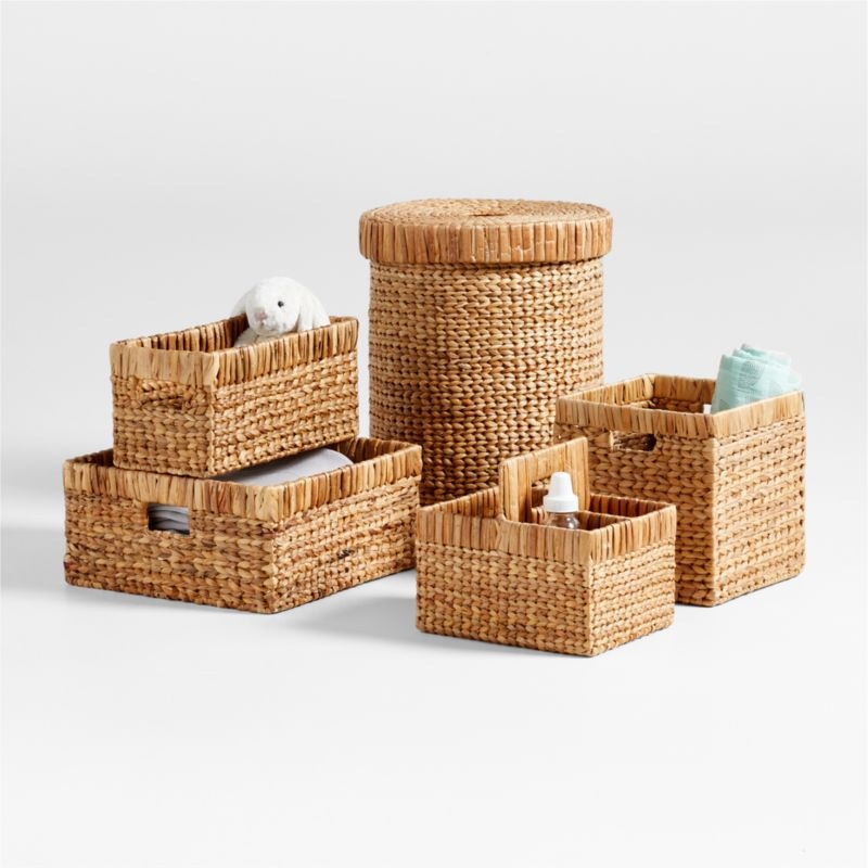 Natural Wicker Small Changing Table Basket with Handles, Set of 4 - Image 4