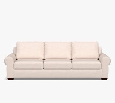 Big Sur Roll Arm Upholstered Grand Sofa 106", Down Blend Wrapped Cushions, Performance Heathered Basketweave Alabaster White - Image 2