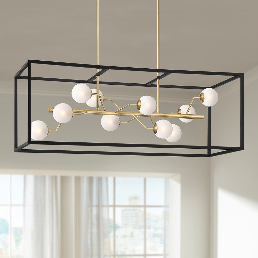 Possini Euro Alter 40" Wide Black and Gold 10-Light LED Island Pendant - Image 0