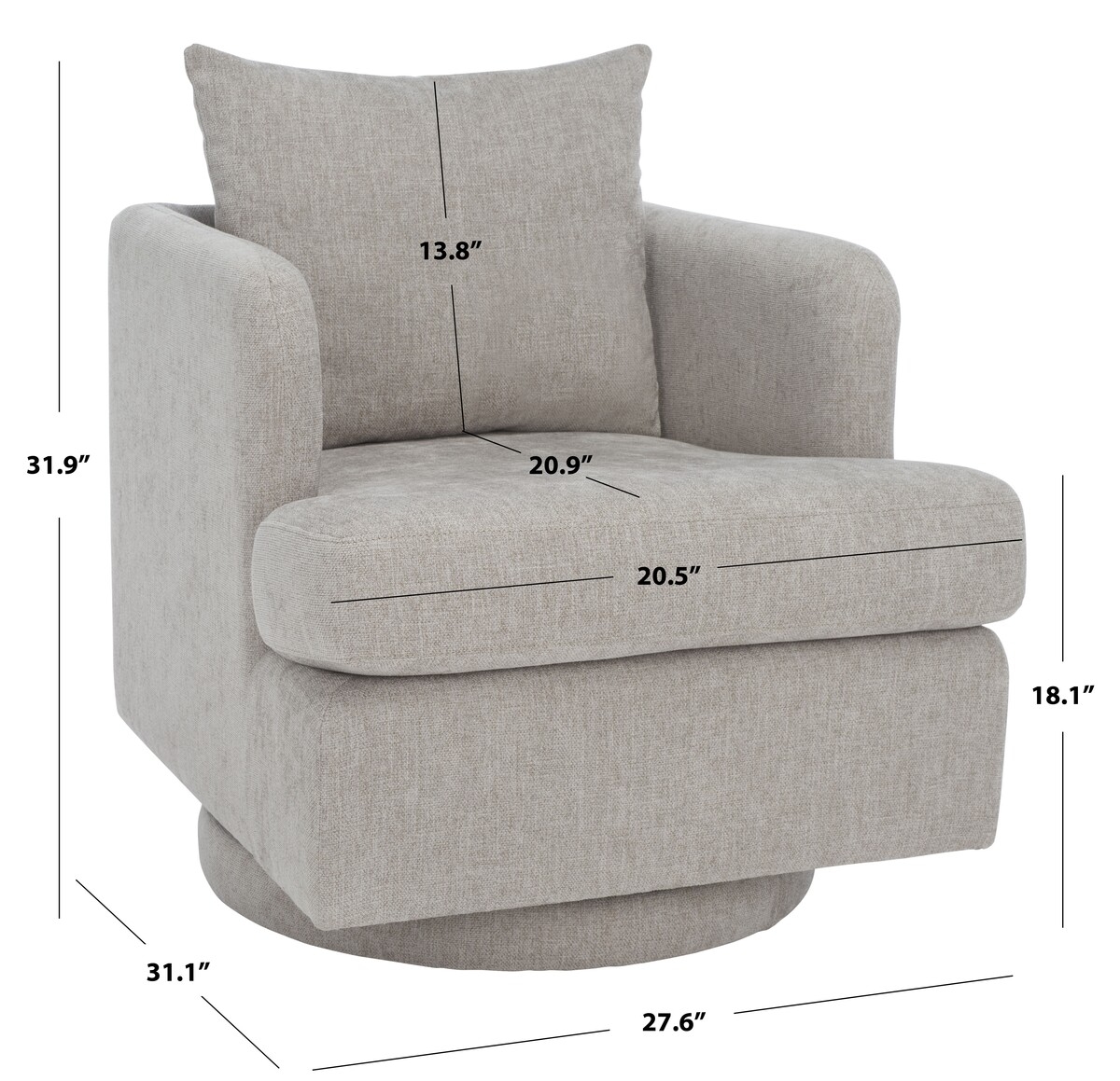 Abbelina Swivel Accent Chair - Grey - Image 7