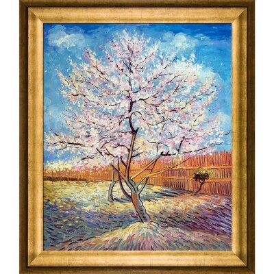 'Pink Peach Tree in Blossom' by Vincent Van Gogh Framed Painting - Image 0