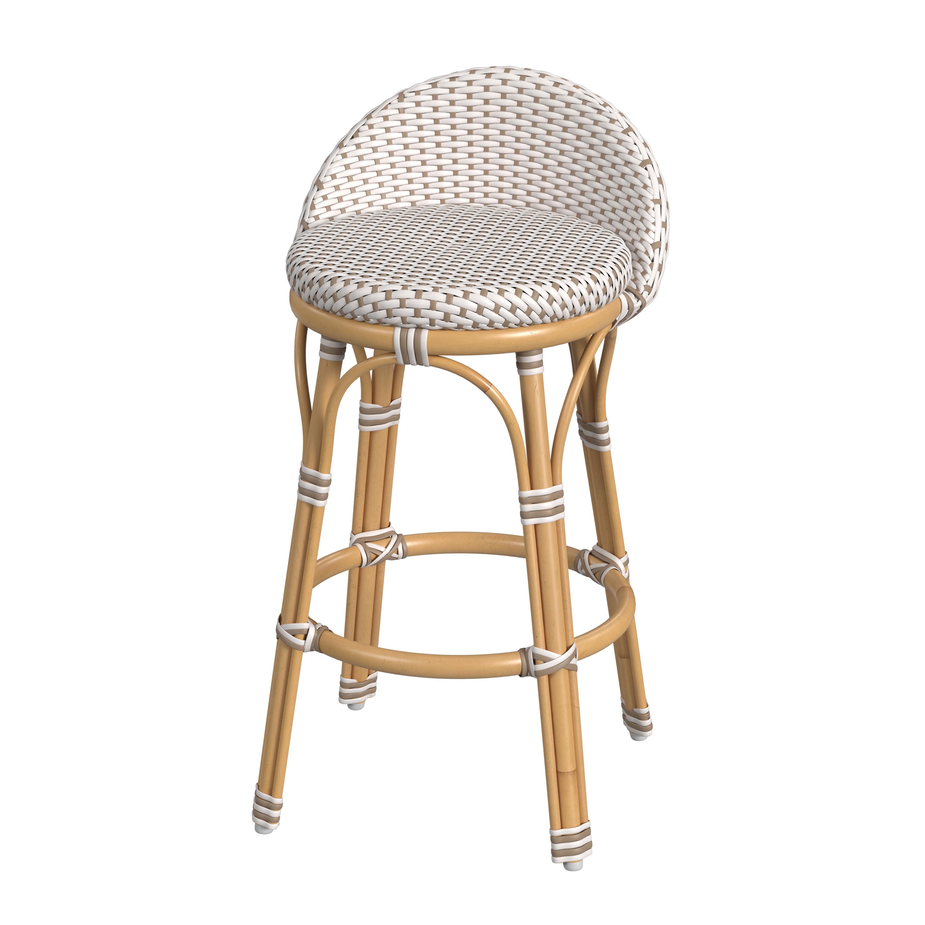 Tobias Beige and White Outdoor Low Back Counter stool - Image 0