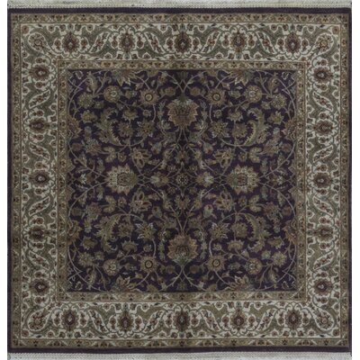 One-of-a-Kind Bikaner Coll Hand-Knotted Green 6'1" Square Wool Area Rug - Image 0