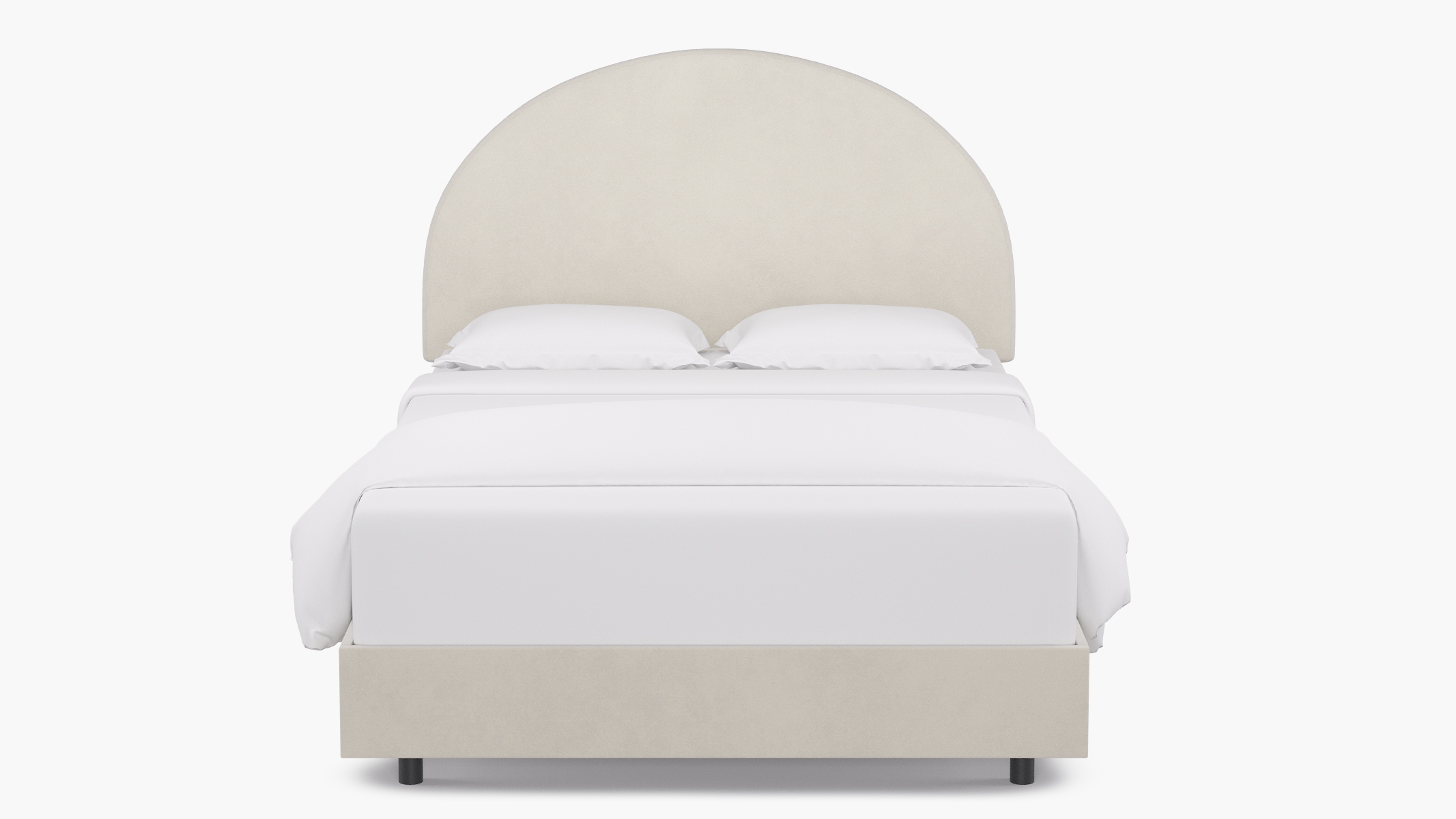 Arched Back Bed, White Classic Velvet, Queen - Image 0