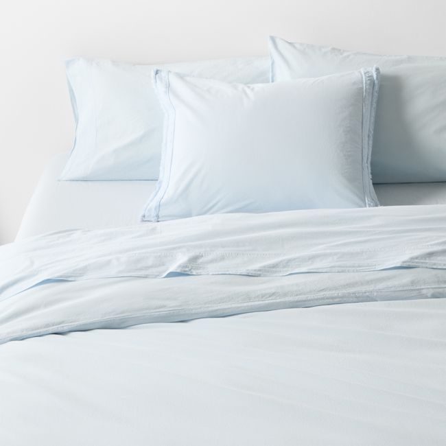 Favorite Washed Organic Cotton Pale Blue King Duvet Cover - Image 0