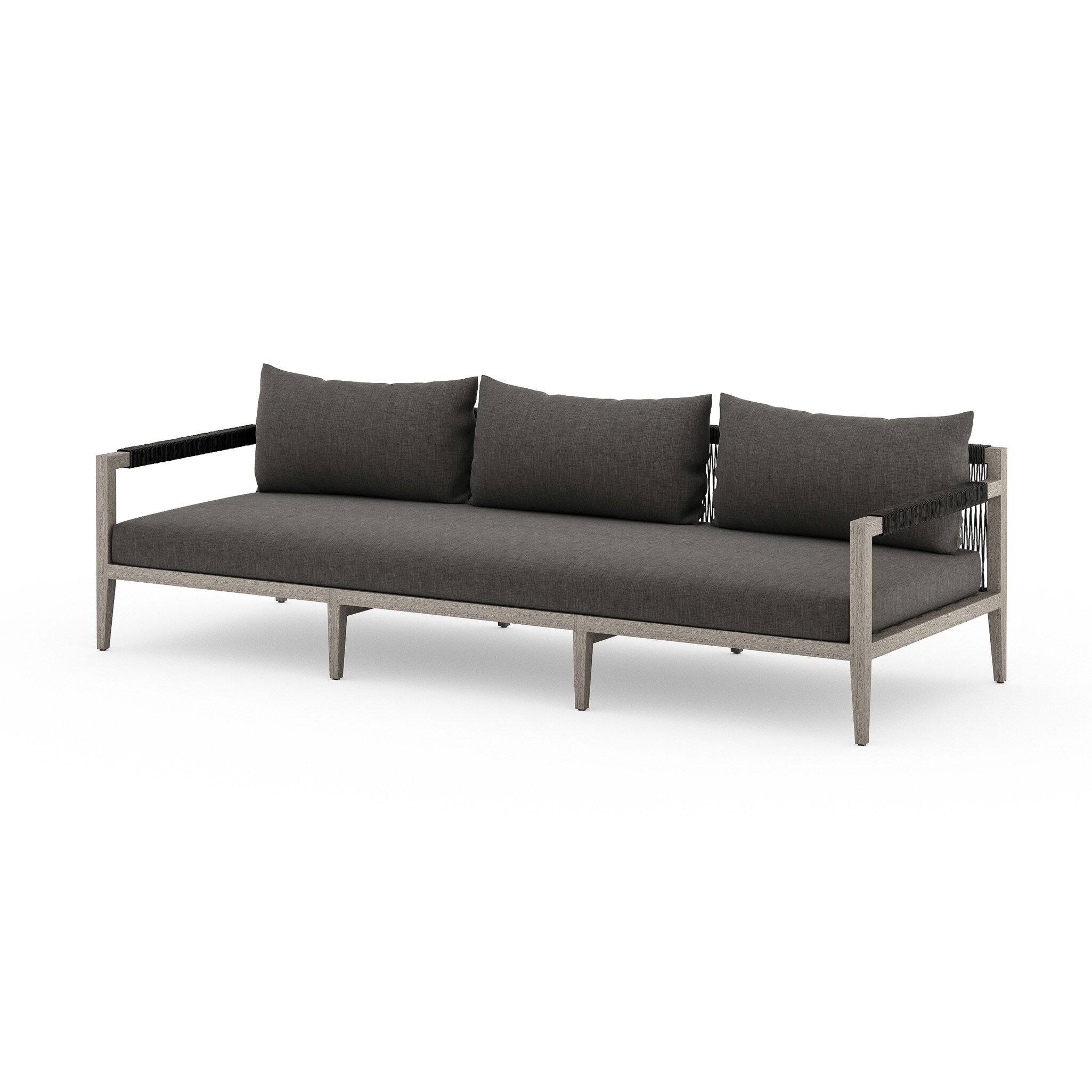 Sherwood Outdoor Sofa, Weathered Grey - Venao Charcoal - Image 0