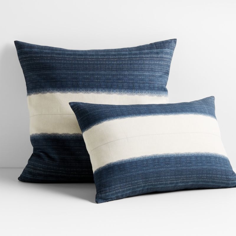 Littoral 22"x15" Two-Tone Navy Throw Pillow Cover - Image 1
