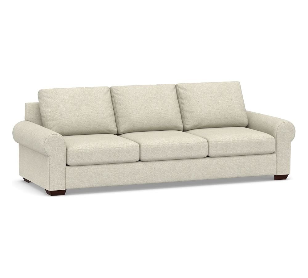 Big Sur Roll Arm Upholstered Grand Sofa 106", Down Blend Wrapped Cushions, Performance Heathered Basketweave Alabaster White - Image 0