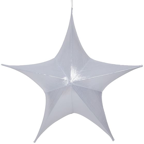 Christmas Star Metallic Lame White Fold Flat 32 Inch - Image 0