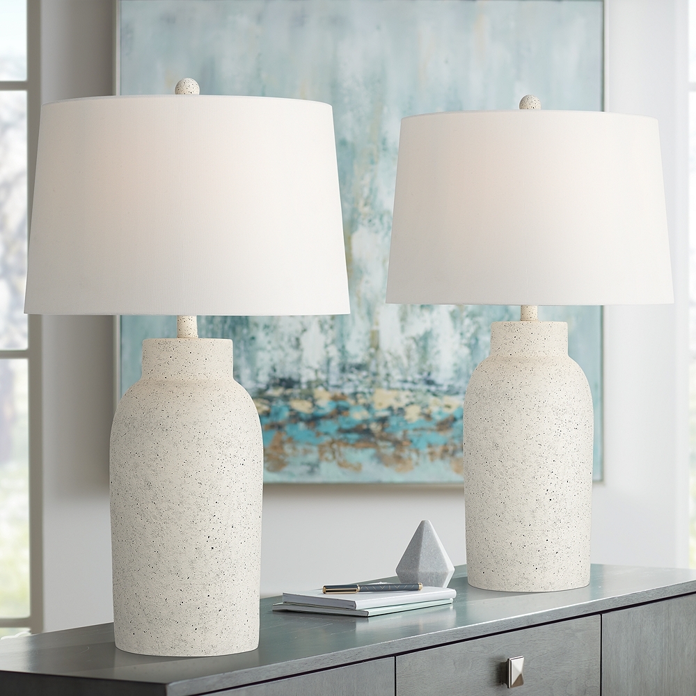 360 Lighting Jaime 27 1/2" Faux White Sandstone Table Lamps Set of 2 - Image 0