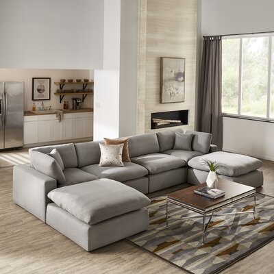Pisek 160" Symmetrical Sectional with Ottoman - Image 1