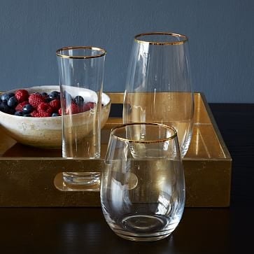 Metallic Rimmed Stemless Drinkware, Set of 4, Water Glass - Image 2