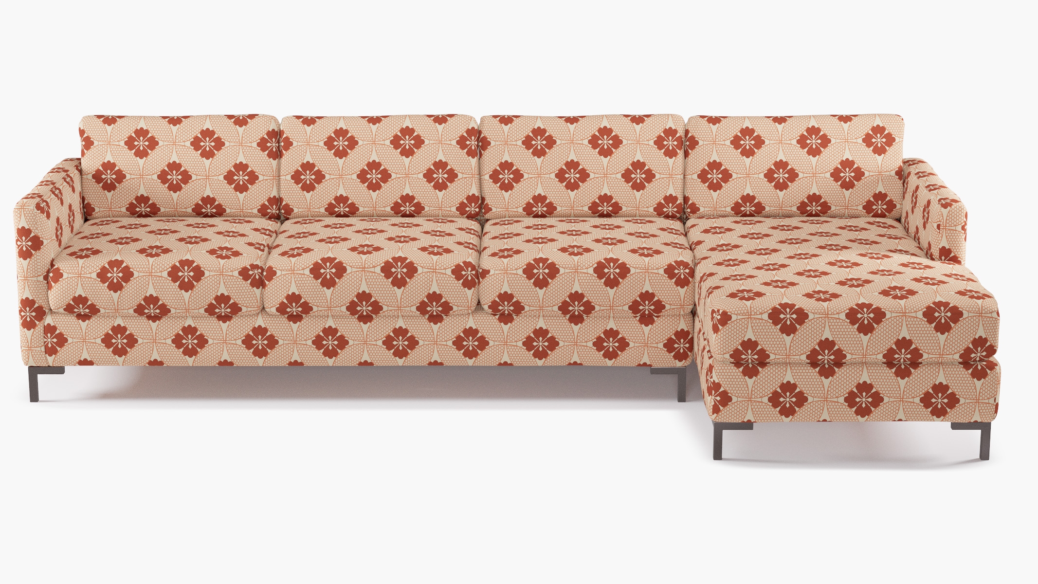 Modern Sectional, Right Facing, Coral Solaire, Bronze L Leg - Image 0